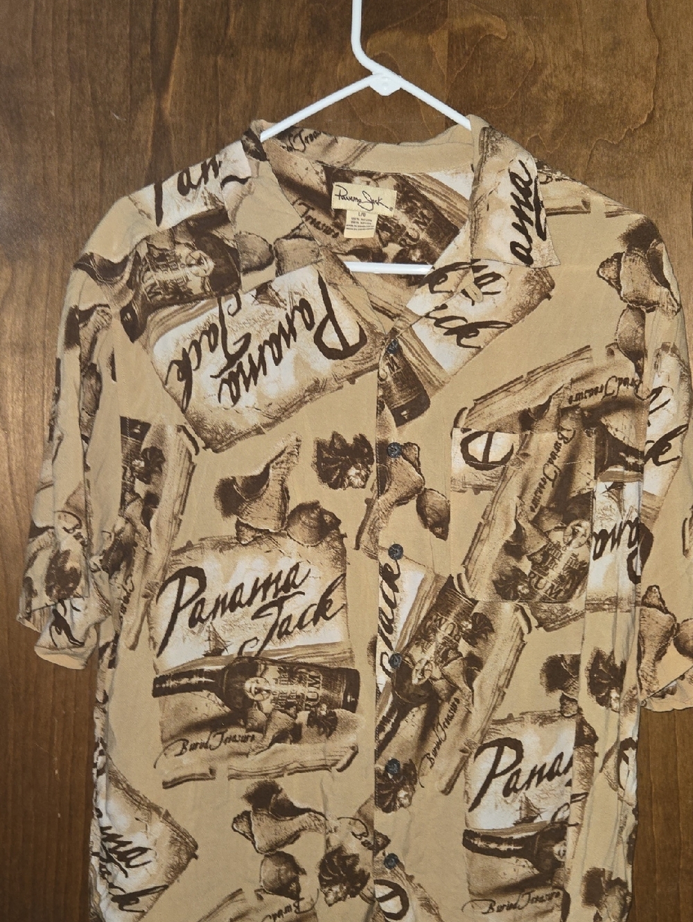 Panama Jack Tan & Brown Printed Short-Sleeve Button Shirt
